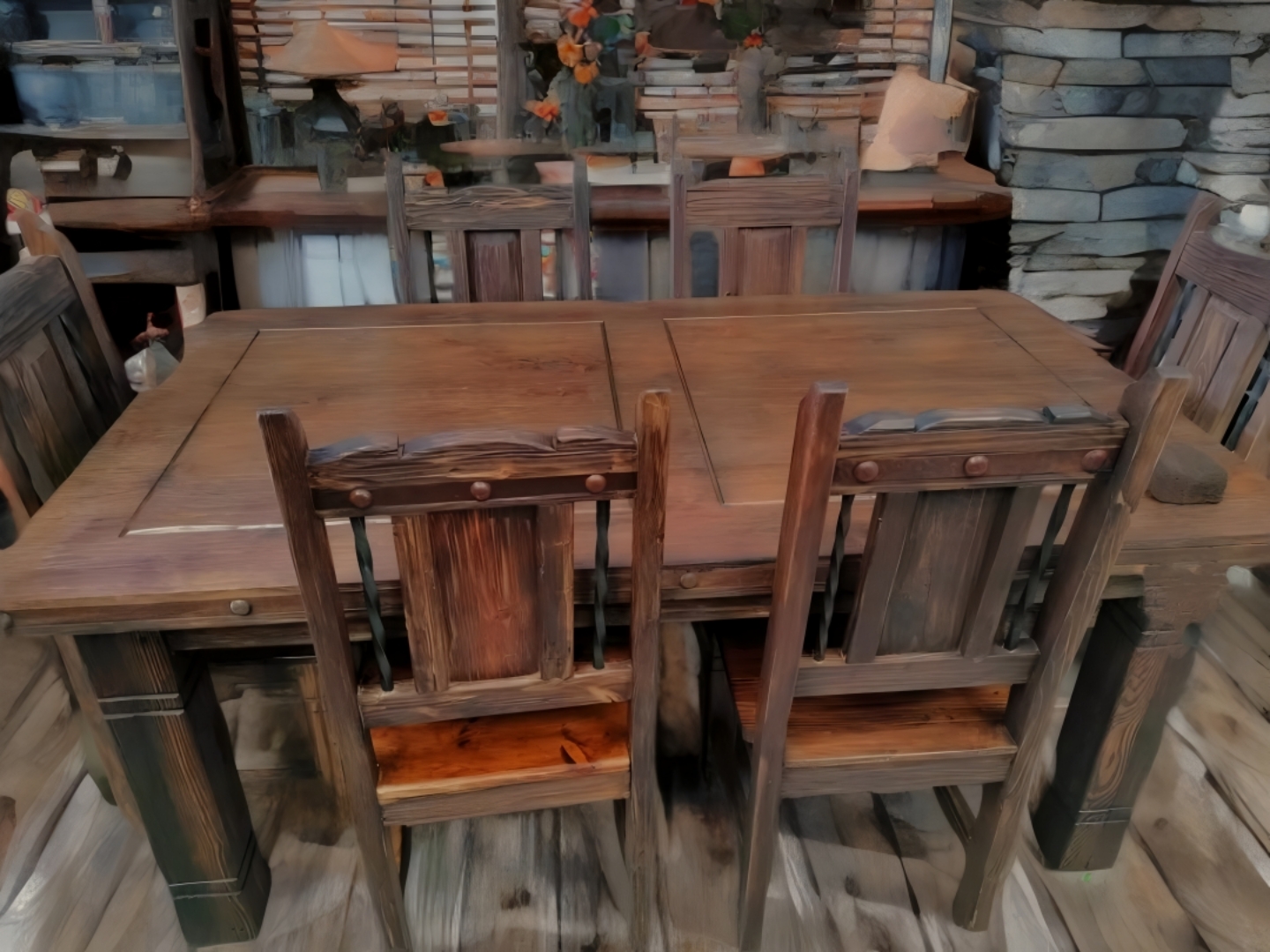 7pc Natural Wirebrush Dining Set