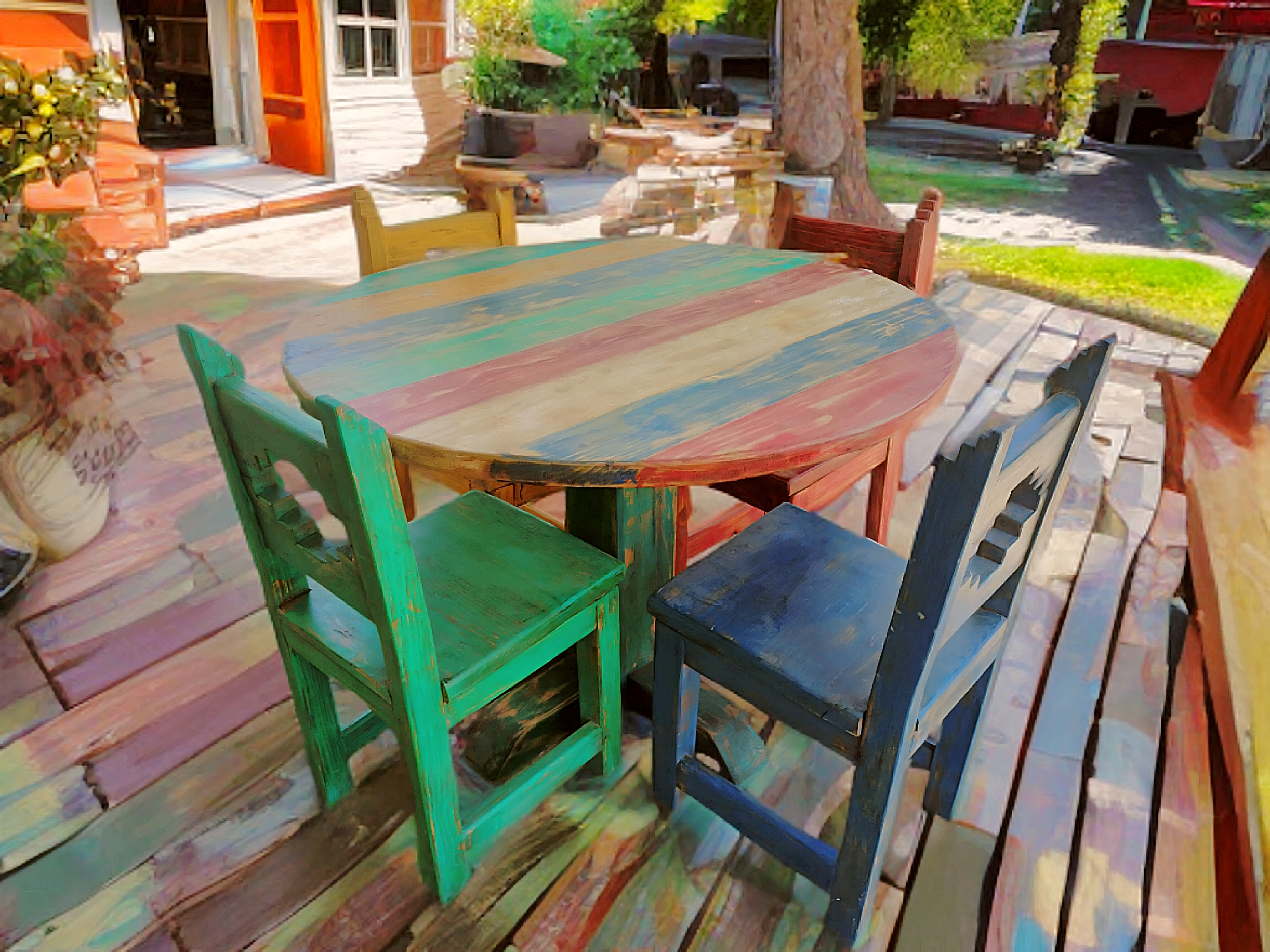 Round Multicolor 5pc Dining Set