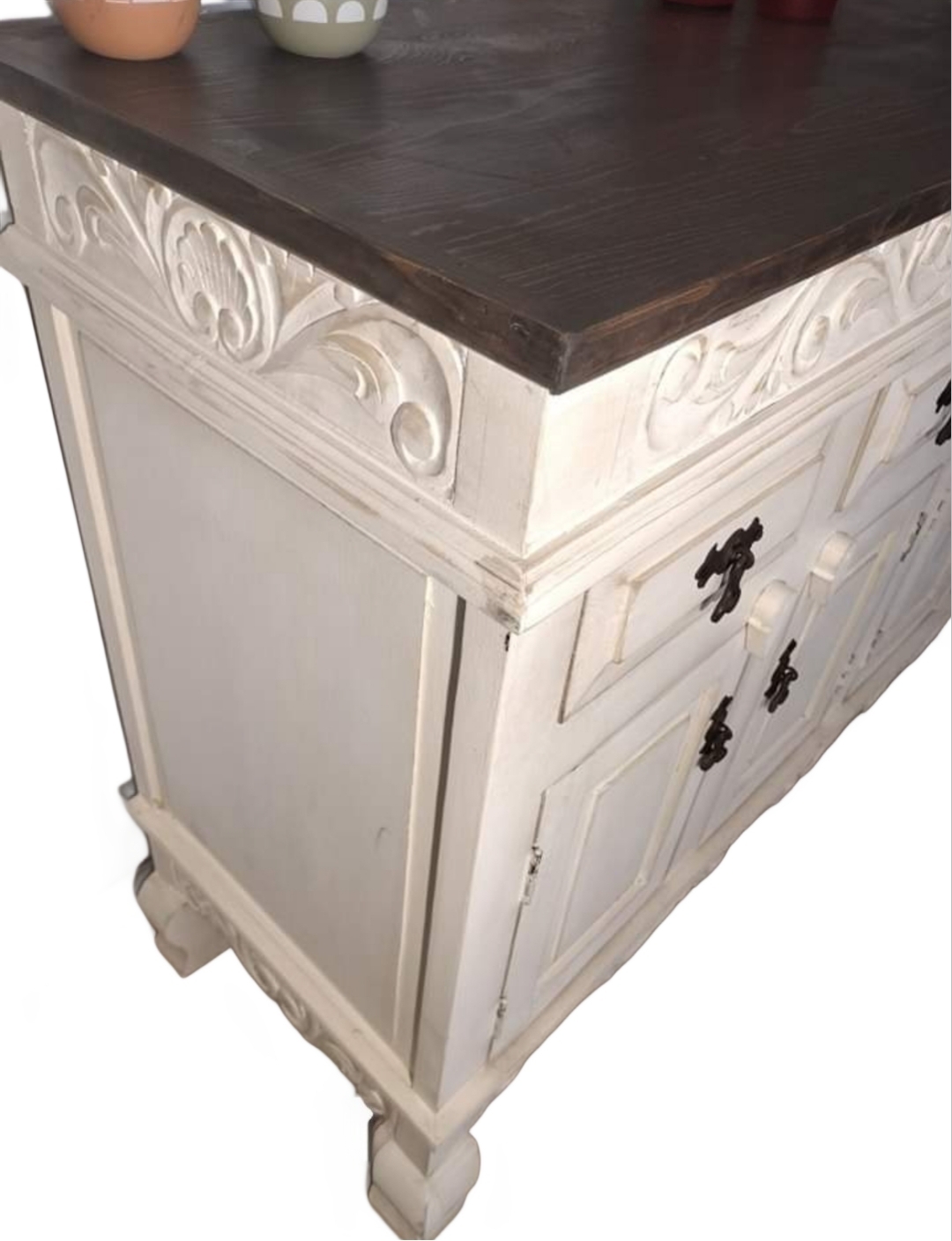 Whitewash Hand-Carved Floral Sideboard (60"L x 20"D x 42"H) Free shipping - Image 2