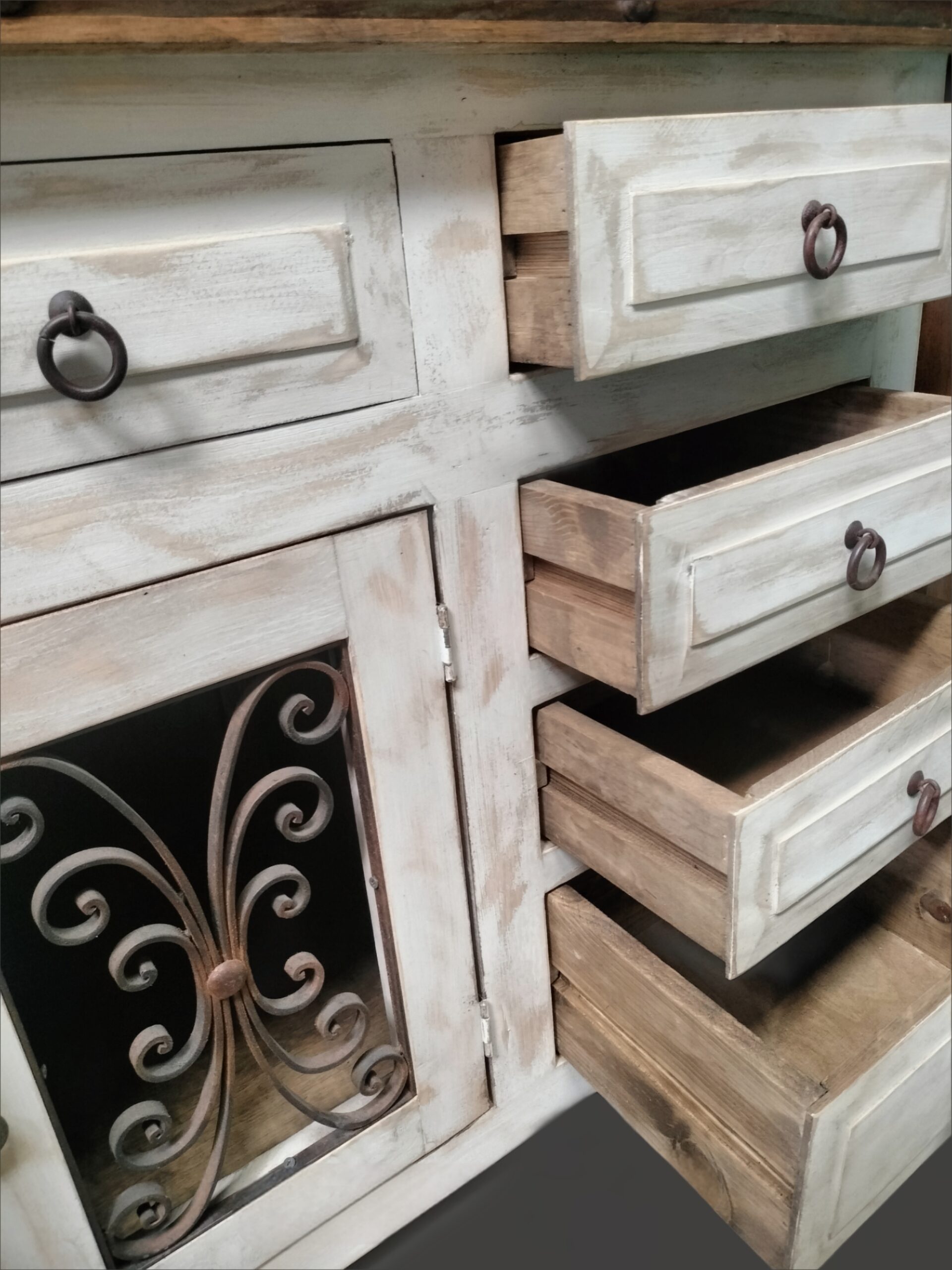 San Pablo - Farmhouse - Whitewash Handcrafted Vanity With Eight Drawers And One Door (55"L x 22"D x 36"H) Free Shipping - Image 2