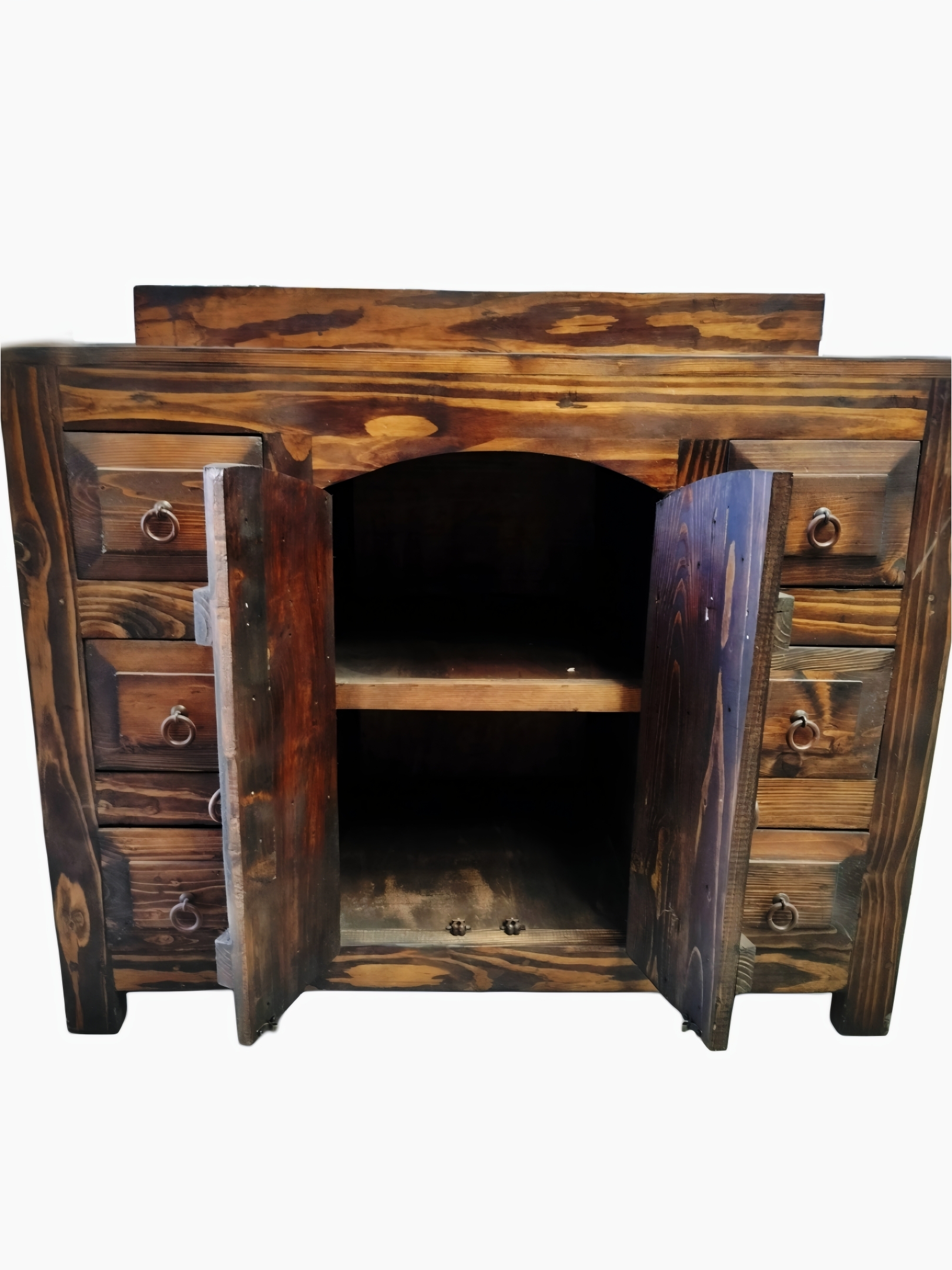 Reclaimed Barn Wood Vanity – Natural Dark Oak Stained Finish -6 Drawers & 2 Doors (40"L x 20"D x 32"H, 36"H including backsplash) Free Shipping - Image 4