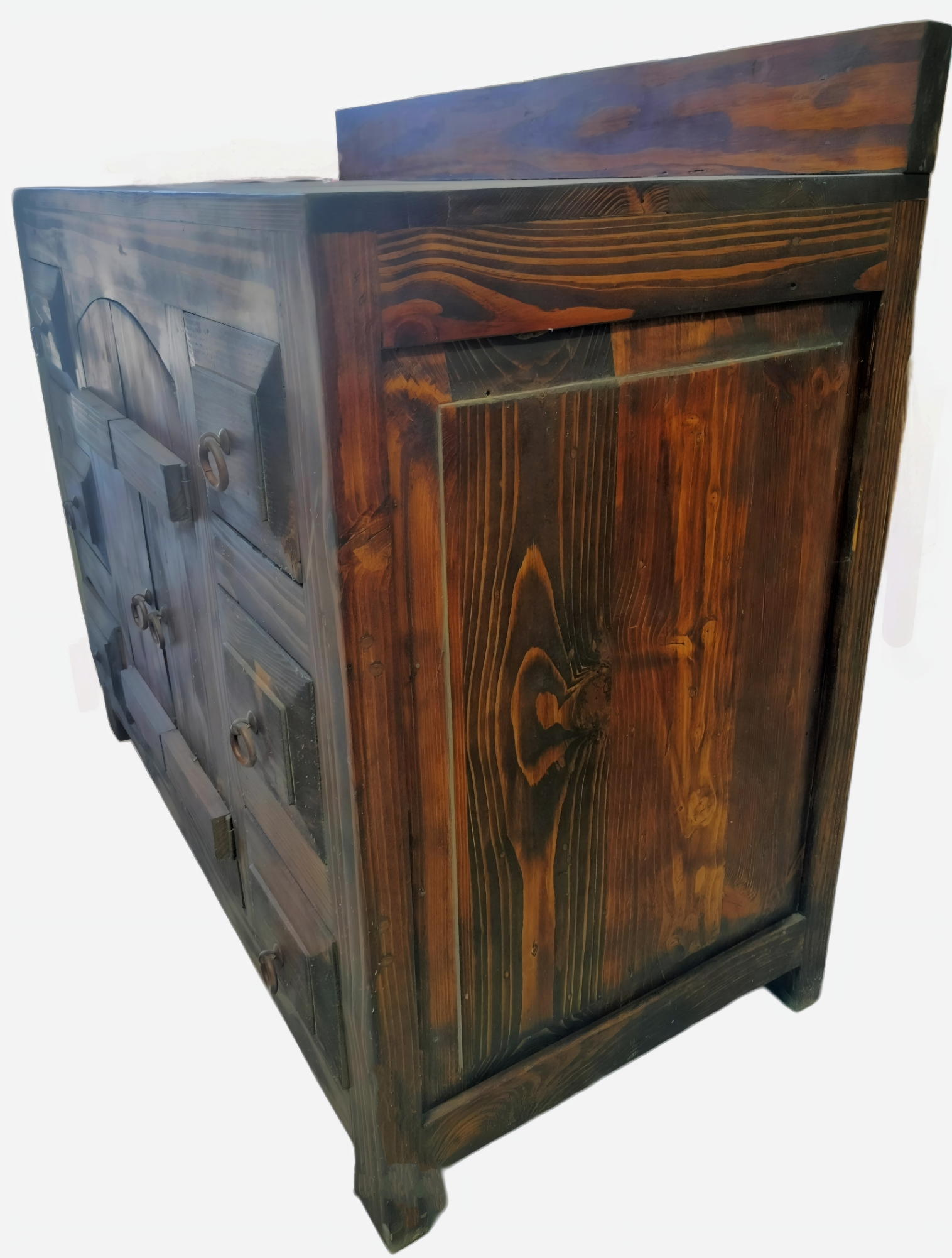 Reclaimed Barn Wood Vanity – Natural Dark Oak Stained Finish -6 Drawers & 2 Doors (40"L x 20"D x 32"H, 36"H including backsplash) Free Shipping - Image 2